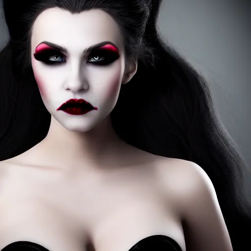 Prompt: photo of a real-life beautiful vampire queen, highly detailed, 4k,