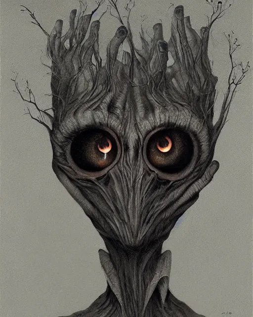 Image similar to a painting of a strange creature with strange eyes all over it's body, by anton semenov