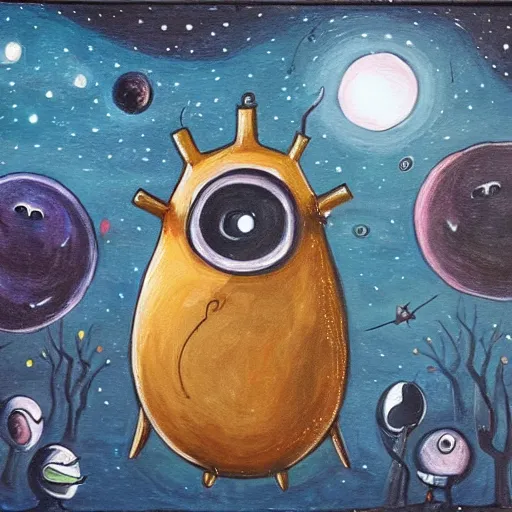 Prompt: many terrible eyes in space, terrible illustrations, oil painting, art of Valin Mattheis, 4k, 8k ,