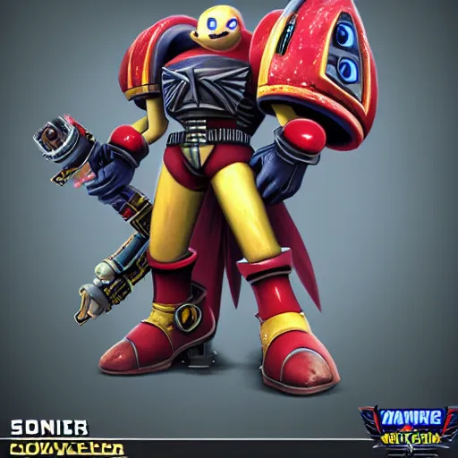 Image similar to sonic in warhammer 4 0 k. trending on artstation