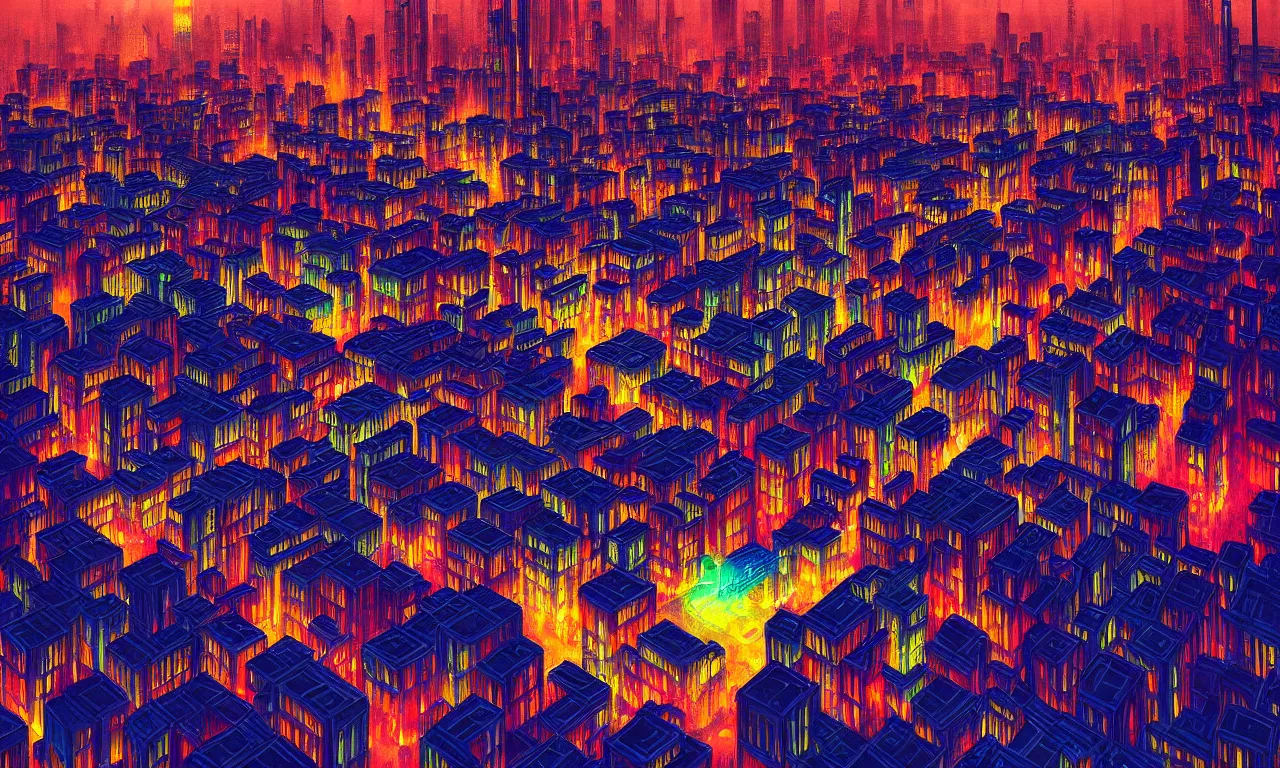 Prompt: bird eye view colorful photograph of a futuristic city, science fiction, night lights, beautifully lit buildings, drone view, mystic hues, distant, sharp focus, volumetric lights, digital art, RTX, hyperrealistic, cinematic, acid pixie, by lee madgwick