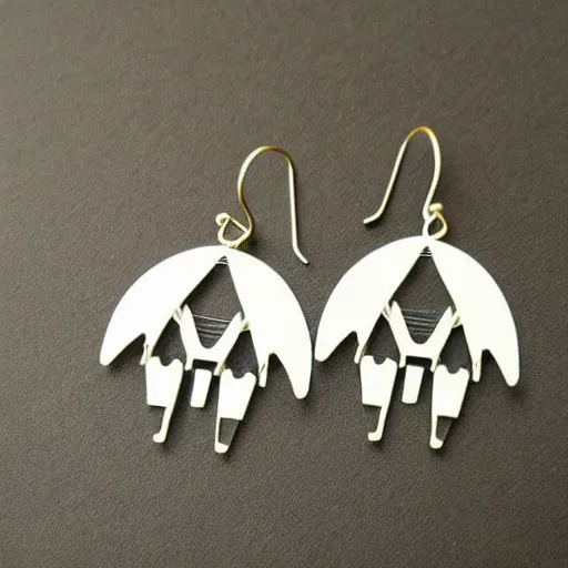 Image similar to 2d lasercut ufo earrings, popular on artstation, popular on deviantart, popular on pinterest