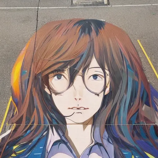 Prompt: by makoto shinkai brash. a street art of a human head seen from multiple perspectives at once, as if it is being turned inside out. every angle & curve of the head is explored & emphasized, creating an optical illusion.
