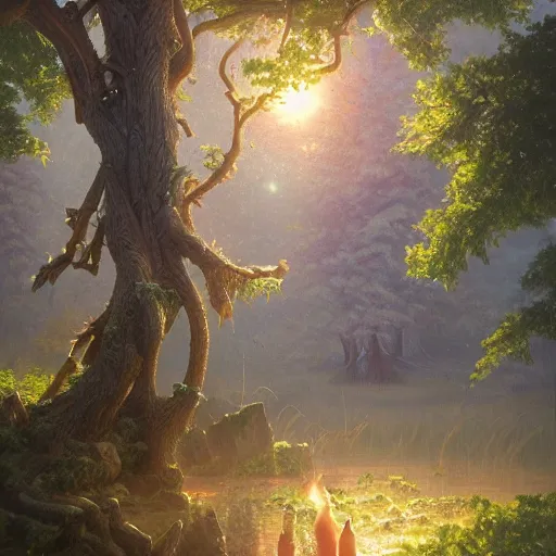 Prompt: a tree, highly detailed oil painting, unreal 5 render, rhads, Bruce Pennington, Studio Ghibli, tim hildebrandt, digital art, octane render, beautiful composition, trending on artstation, award-winning photograph, masterpiece