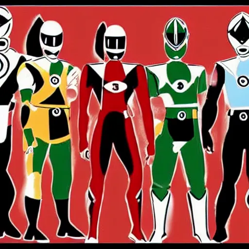 Prompt: Apes as the mighty morphin power rangers