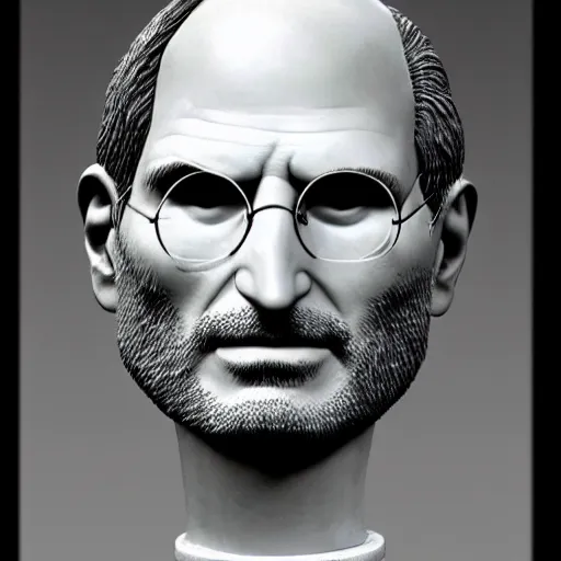 Image similar to Steve Jobs sculpture, roman, Greek, marble