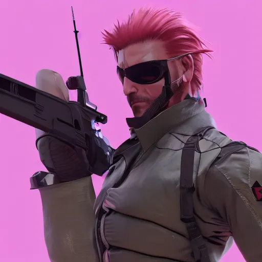 Prompt: Sundowner mercenary character from metal gear video game wearing a pink dress, male, trending on artstation, screenshot from metal gear video game, octane render