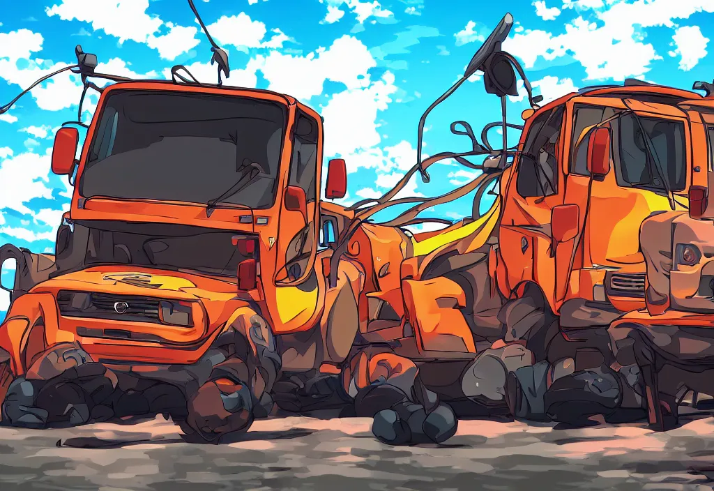 Image similar to An anime art of car GAZelle truck, digital art, 8k resolution, anime style, wide angle