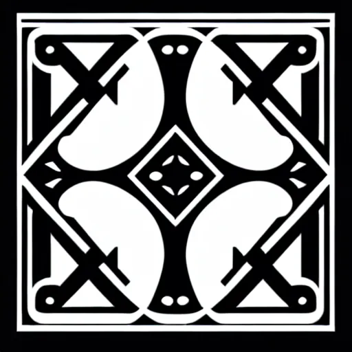 Prompt: black and white svg vector art panel for cnc plasma, laser, stencil, unique art deco hole through circuit design