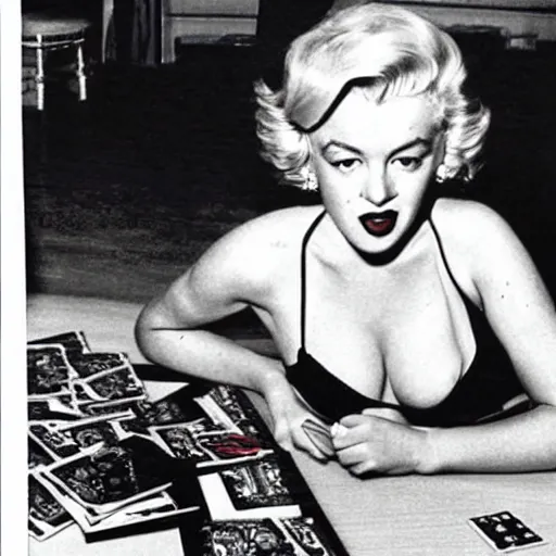 Image similar to a highly detailed photo of marilyn monroe and jfk playing yu - gi - oh, antique photo