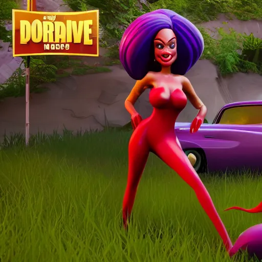 Prompt: Jessica Rabbit as a character in fortnite, 4k, octane render