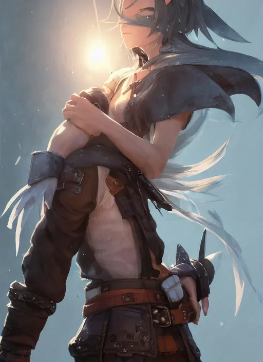 Image similar to Final Fantasy XVI protagonist, sharp details, sharp focus, elegant, highly detailed, illustration, by Jordan Grimmer and greg rutkowski and PiNe(パイネ) and 薯子Imoko and 香川悠作 and wlop and maya takamura, intricate, beautiful, Trending artstation, pixiv, digital Art