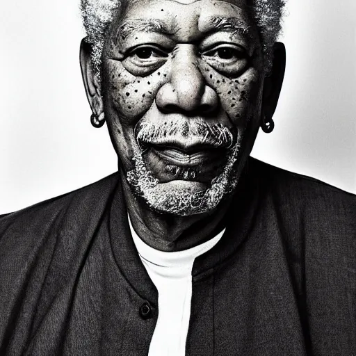 Image similar to “Photograph of Morgan Freeman by Annie Leibovitz, 4K, digital photography, portrait.”