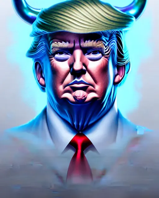 Image similar to character concept art of donald trump as poseidon | cute - fine face, pretty face, realistic shaded perfect face, fine details by stanley artgerm lau, wlop, rossdraws, james jean, andrei riabovitchev, marc simonetti, and sakimichan, tranding on artstation