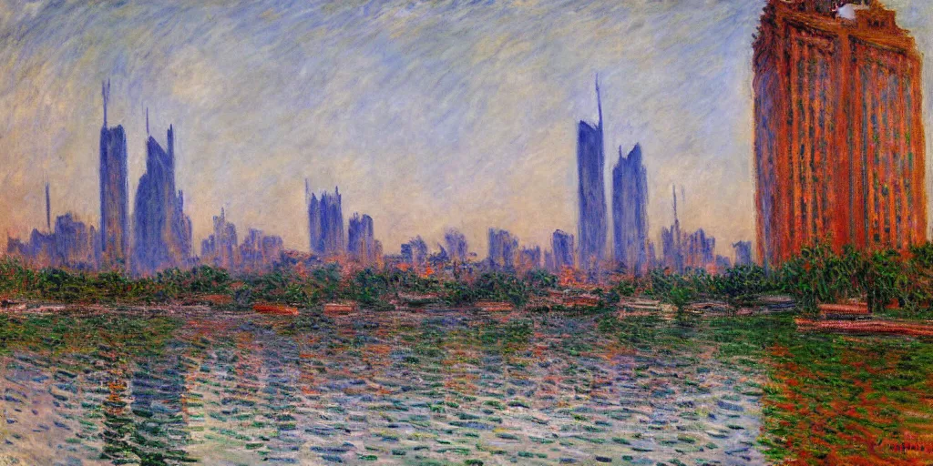 Prompt: São paulo painted by Claude Monet