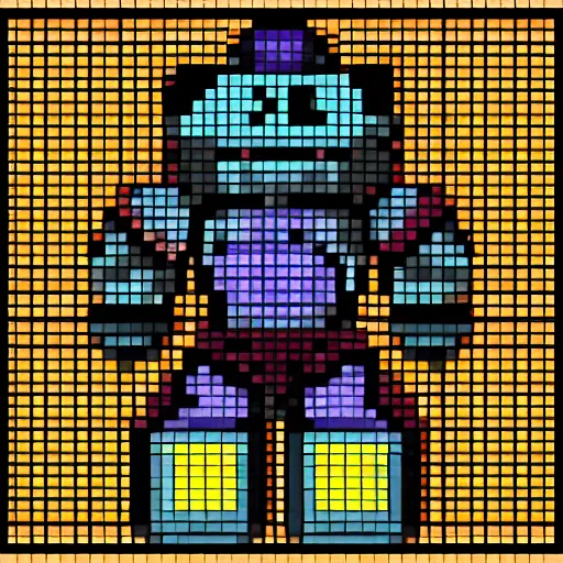 Image similar to full body portrait painting of humanoid knight bear, pixel art style 8 x 8.