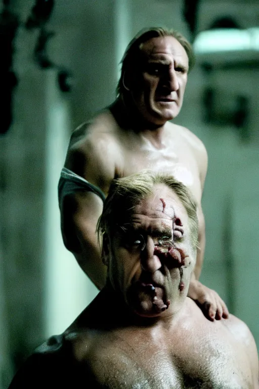 Image similar to [a still of Gerard Depardieu in the movie Splice (2007), 4k, HD, high quality, octane]