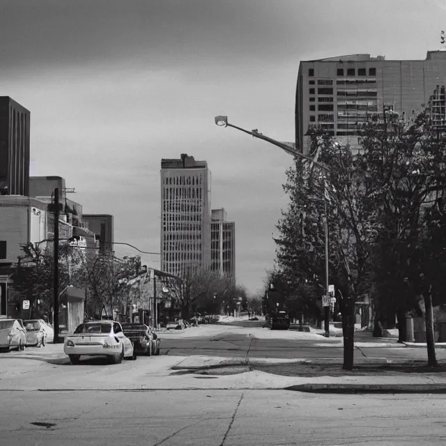 Prompt: downtown winnipeg, manitoba, photo by william eggelston