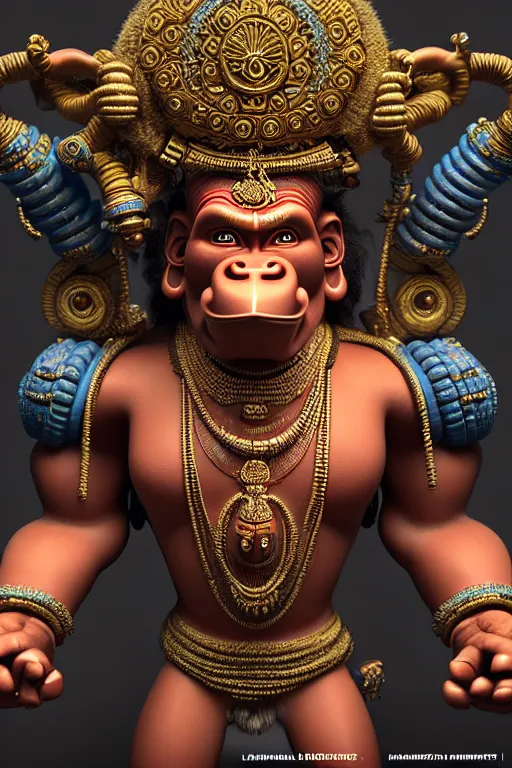 Prompt: high quality 3 d render post - rococo cyberpunk hanuman! head shri ram centre, madhubani, highly detailed, morning in sci - fi new delhi, cinematic smooth unreal engine, lee madgwick & liam wong, dramatic light, long shot, low angle, uhd 8 k, sharp focus