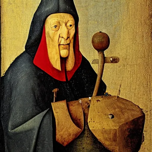 Prompt: portrait of an old wise wizard, art by hieronymus bosch