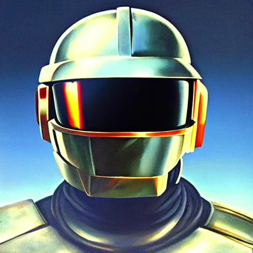 Image similar to greg manchess portrait painting of armored daft punk as overwatch character, medium shot, asymmetrical, profile picture, organic painting, sunny day, matte painting, bold shapes, hard edges, street art, trending on artstation, by huang guangjian and gil elvgren and sachin teng