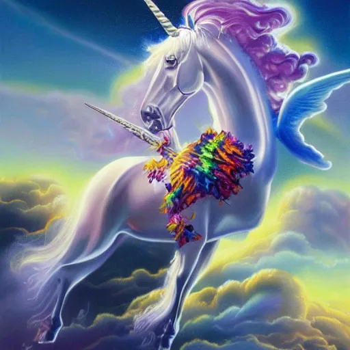 Image similar to an iridescent unicorn with translucent wings eating in a field of marijuana, nebulas is in the sky, oil painting by boris vallejo, concept art, highly detailed, high quality, 8 k,