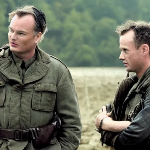 Prompt: Christopher Nolan Directing saving private Ryan 2