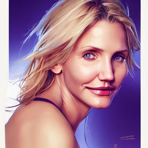 Image similar to Cameron Diaz by Stanley Artgerm Lau, WLOP, Rossdraws, James Jean, Andrei Riabovitchev, Marc Simonetti