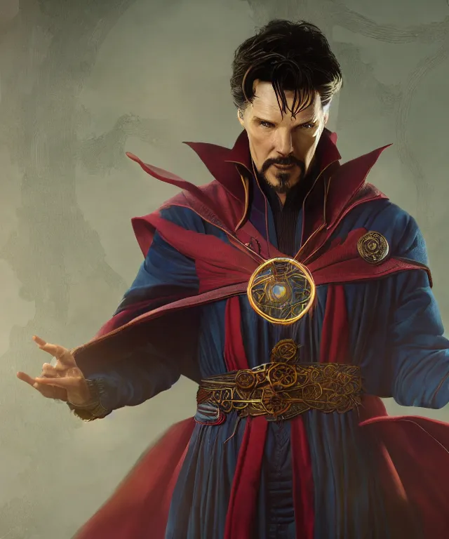 Image similar to doctor strange as a female, au naturel, hyper detailed, digital art, trending in artstation, cinematic lighting, studio quality, smooth render, unreal engine 5 rendered, octane rendered, art style by klimt and nixeu and ian sprigger and wlop and krenz cushart