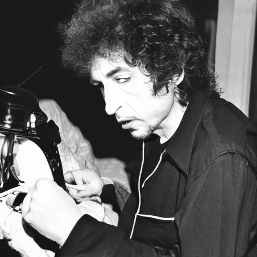 Prompt: bob dylan punching a telly tubby