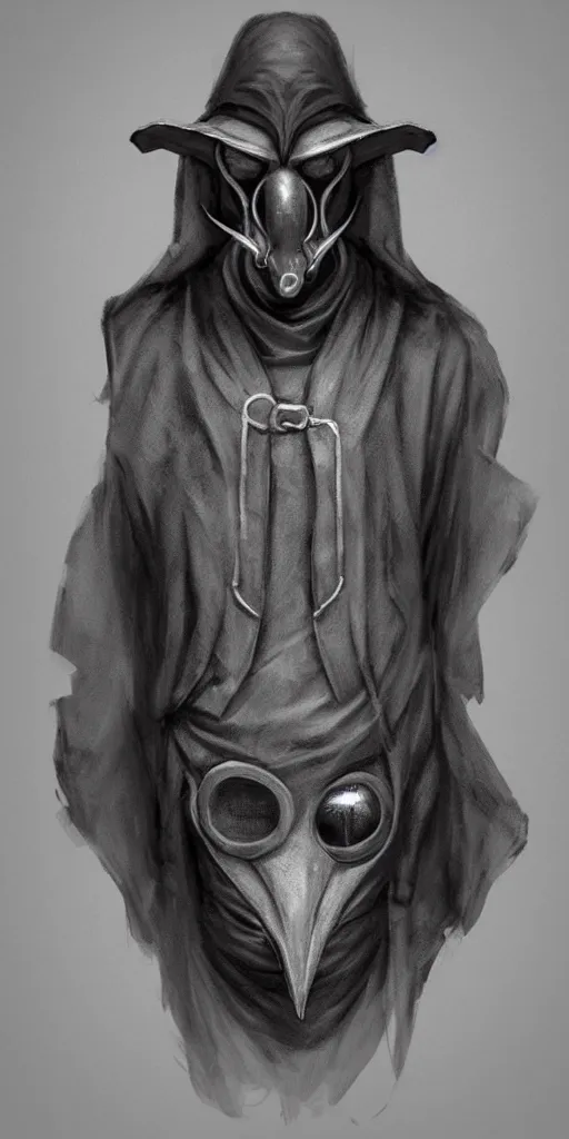 Prompt: portrait of a plague doctor, dark, concept art, trending on artstation 3D.