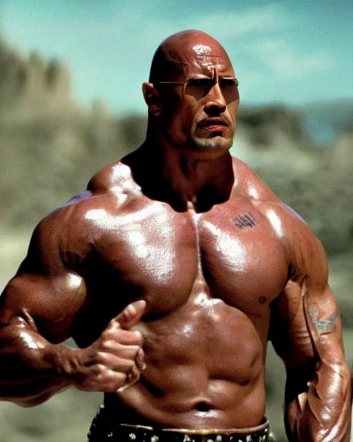 Image similar to film still close up shot of dwayne johnson as maximus from the movie gladiator. photographic, photography