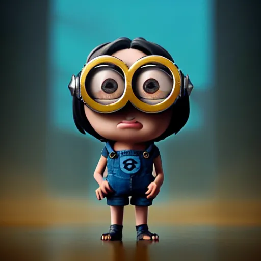 Image similar to minion funko pop, by tom bagshaw and ilya kuvshinov, rtx rendering, octane render 1 2 8 k, maya, extreme high intricate details by wlop, digital anime art by ross tran, medium shot, composition by sana takeda, dramatic lighting by greg rutkowski