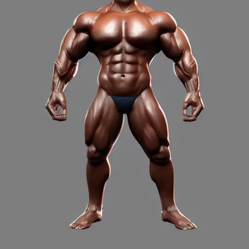 Prompt: extremely muscular man, mutant, dark grey skin, full body, 3 d model, artstation