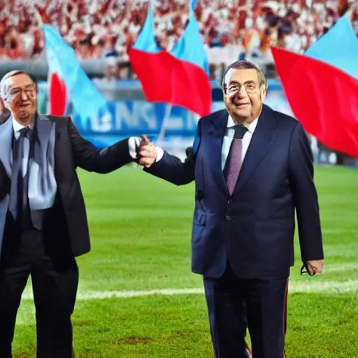 Image similar to florentino perez as president of spain together with shin chan