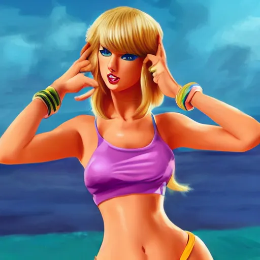 Prompt: Taylor Swift cosplaying Lola Bunny, fanart, vibrant colors, one piece bikini, basketball, Tooth Wu, Artgerm, WLOP, Asher Duran, candid, posing, deviantart