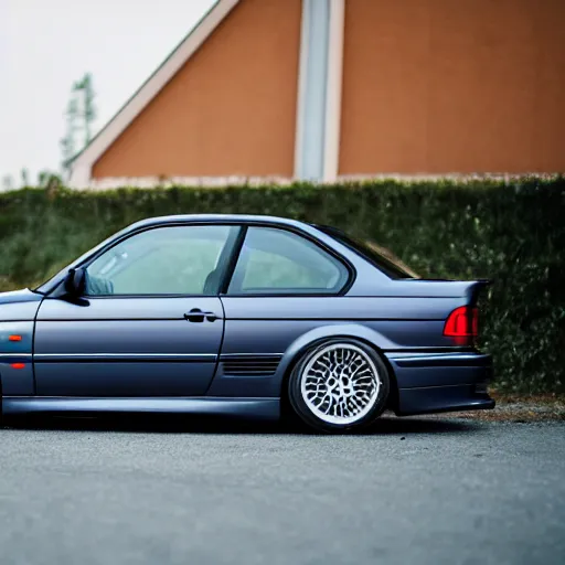 A Bmw e36 with a open hood with a w16 engine, | Stable Diffusion