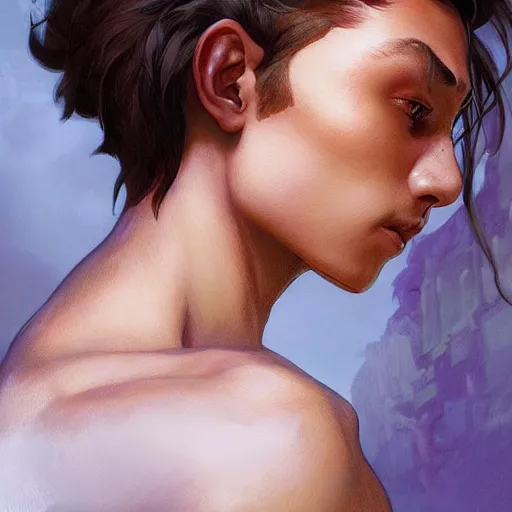 Image similar to beautiful, strong, mixed race, male, face, head shot, fantasy, highly detailed, digital painting, artstation, concept art, smooth, sharp focus, illustration, art by artgerm and greg rutkowski and alphonse mucha