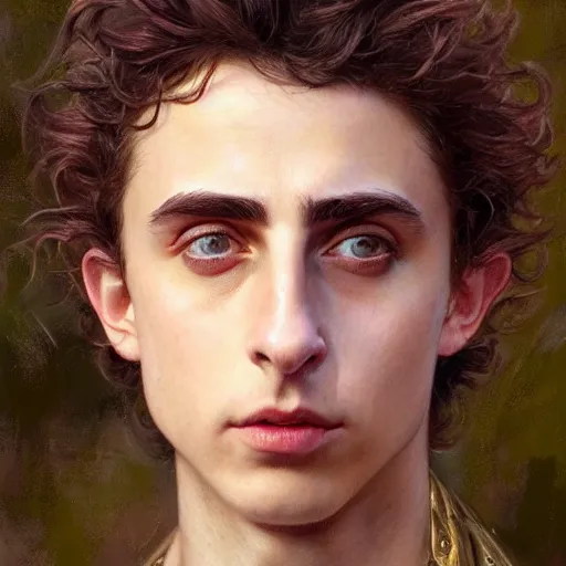 Image similar to timothee chalamet as a fantasy d & d character, closeup portrait art by donato giancola and greg rutkowski, realistic face, digital art, trending on artstation, symmetry!!