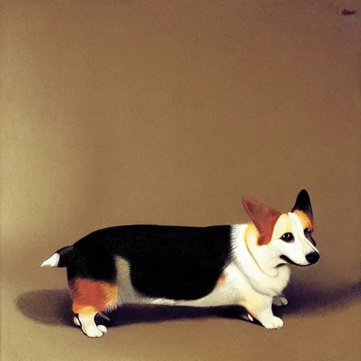 Prompt: corgi dog by moebius and atey ghailan by james gurney by vermeer by George Stubbs