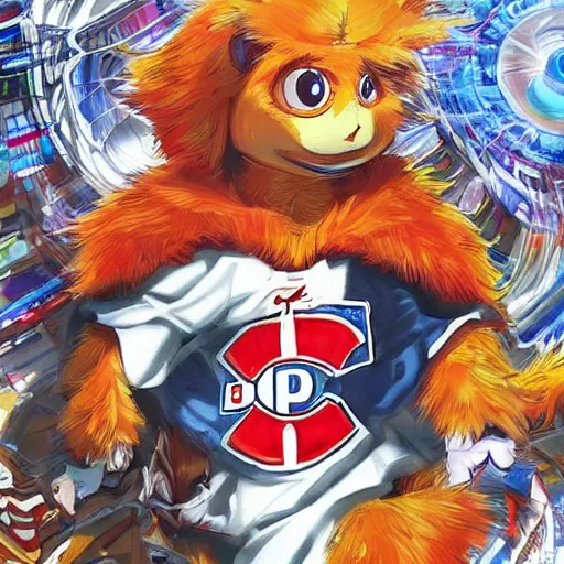 Image similar to anime Portrait of Youppi the Habs Montreal Canadiens Mascot as a very cute powerful and friendly pokemon, highly detailed anime, high evolution, 1990s, legendary, smooth, sharp focus, dynamic lighting, intricate, trending on ArtStation, illustration pokemon, art by WLOP