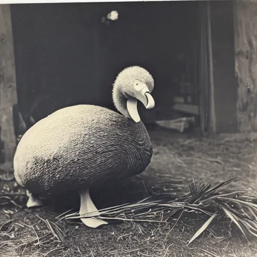 Prompt: a vintage photograph of a dodo