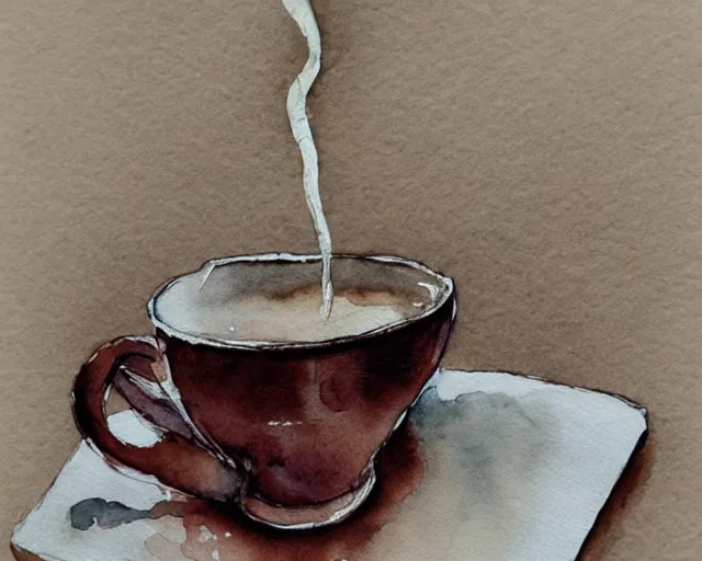 Image similar to a coffee shop smooth light color watercolor pen by dziuba evgeniya trending on artstation