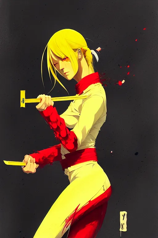 Prompt: a ultradetailed painting of kill bill by conrad roset, greg rutkowski and makoto shinkai trending on artstation