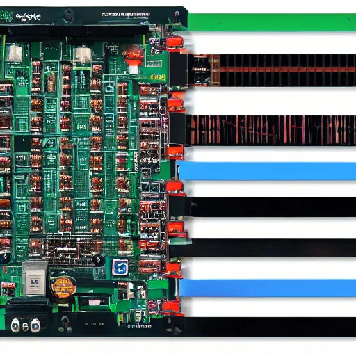 Image similar to big computer, wired up to circuit boards