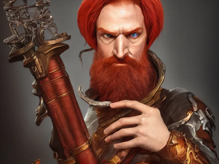 Prompt: Red Headed Slender Male Bard looking Shifty, RPG Character Reference, Oil Painting, Trending on Artstation, octane render, Insanely Detailed, 8k, HD