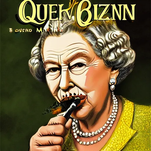 Image similar to Queen Elizabeth smoking weed Bob Marly Cover Art