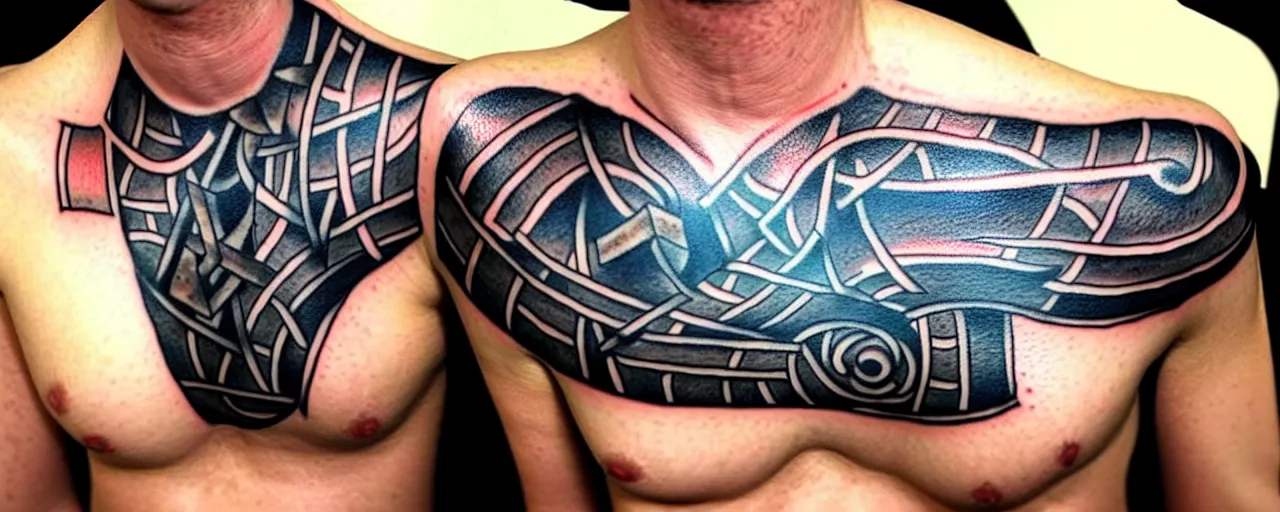 Prompt: Prison tattoo of Mjölnir, Nordic mythology, ugly, amateur, worst