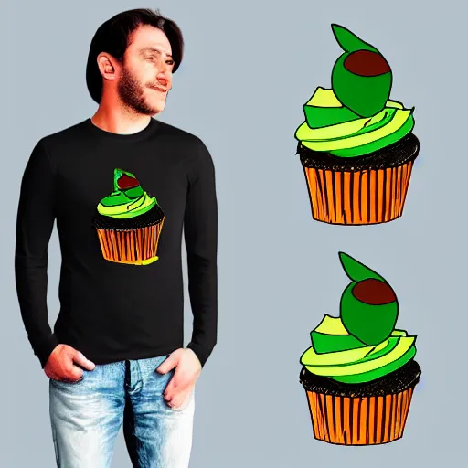 Image similar to avocado cupcake on shirt by aenami, alena