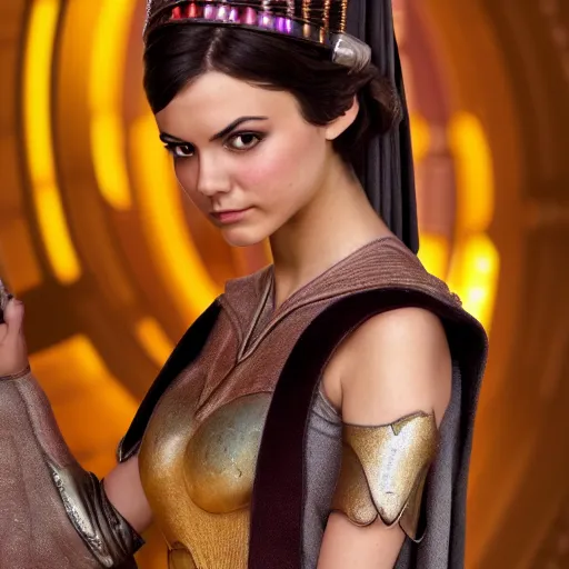 Image similar to victoria justice as princess padme in star wars episode 3, 8 k resolution, cinematic lighting, anatomically correct